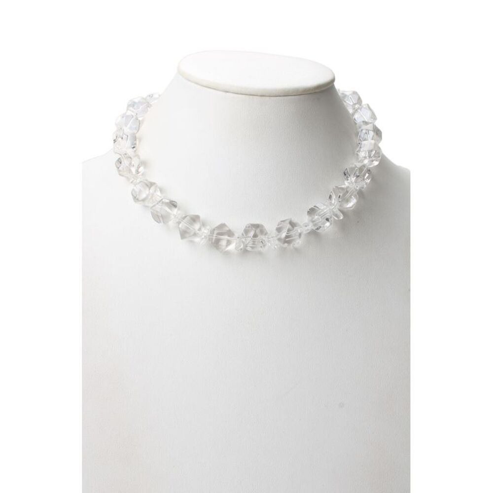 Designer Womens 925 Silver Rock Crystal Tumbled Bead Necklace 17" 80.8g